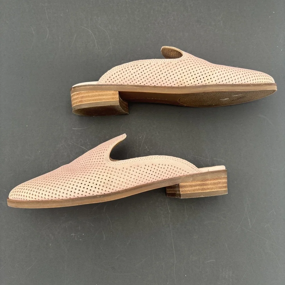 Lucky Brand Shoes Women's Size 7MCoryna Pink Perforated Suede Slip On Mule Flats